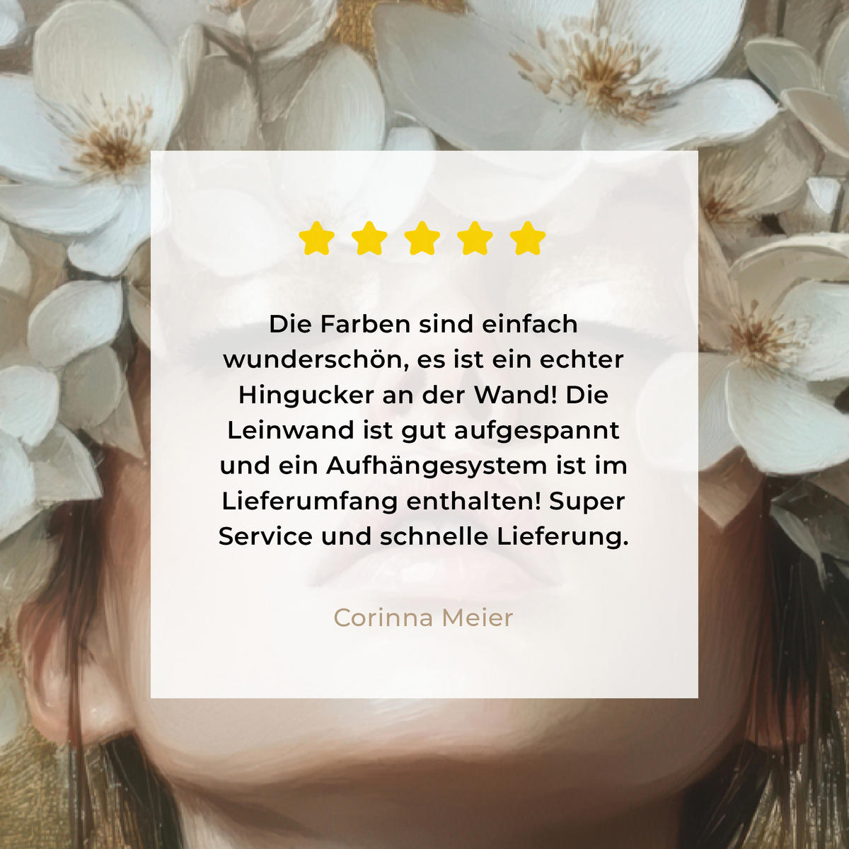 LEINWANDBILD Gesicht - Blumen - Gold - Abstrakt Deko Groß 90x140 cm - Goldfarben, Textil (90/140cm) - MuchoWow