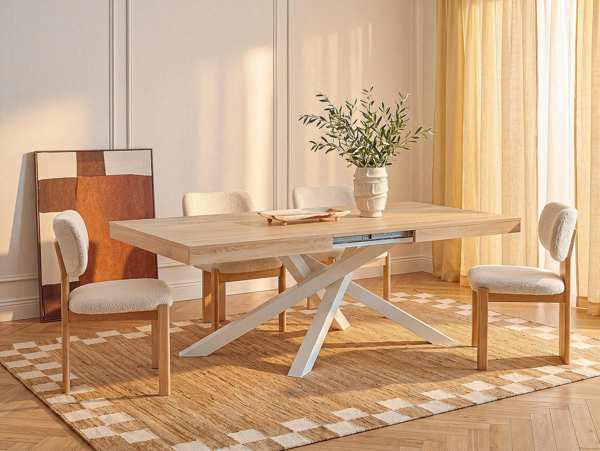 ESSTISCH - 6 Personen, 8 Personen, 10 Personen, 12 Personen - holz - naturfarben hell Catonav - Naturfarben/Weiß, Holz/Metall (100/180/76cm) - Vente-Unique