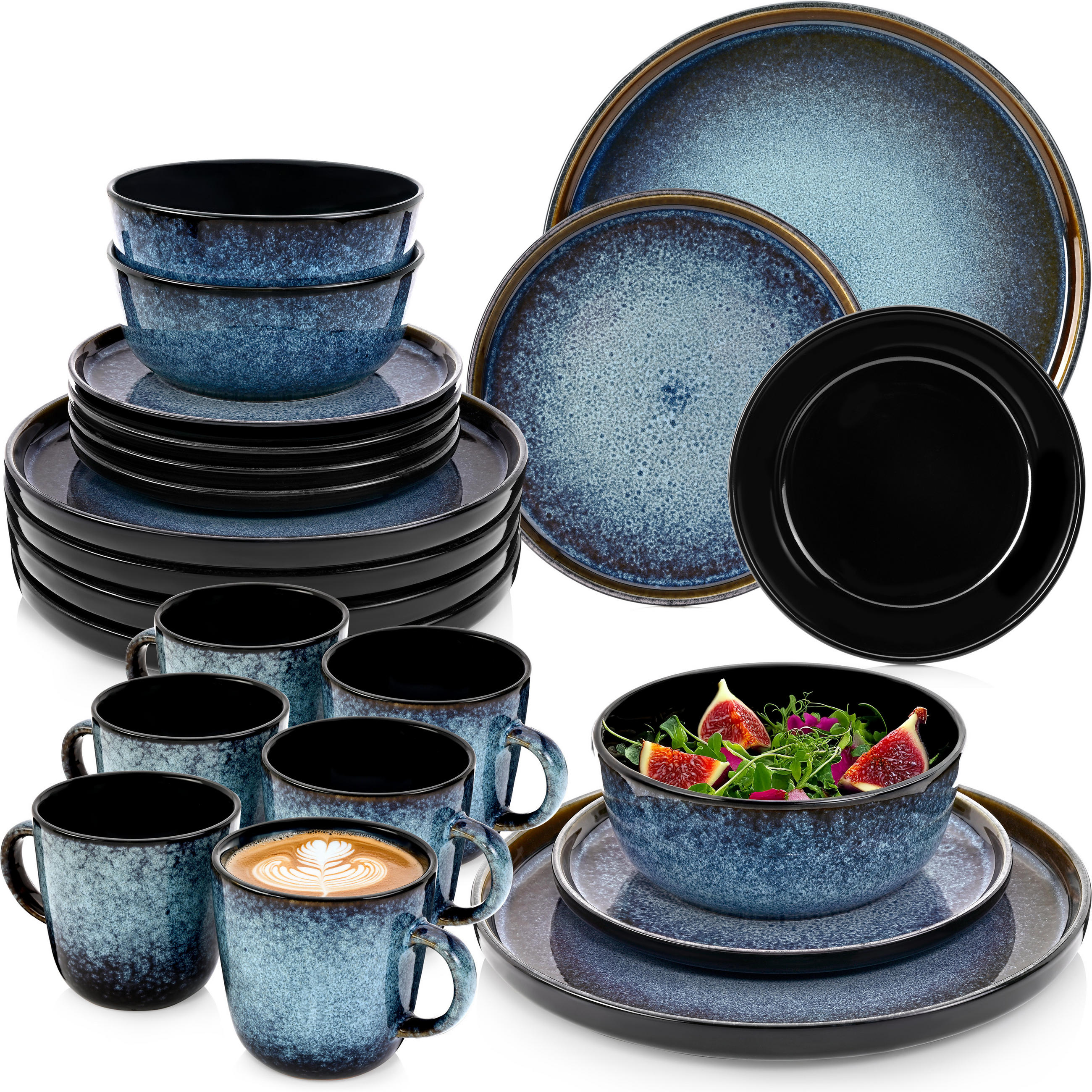 KOMBISERVICE OSAKA - 24 teilig aus Steingut - Dunkelblau, Stein (50/30/80cm) - Sänger