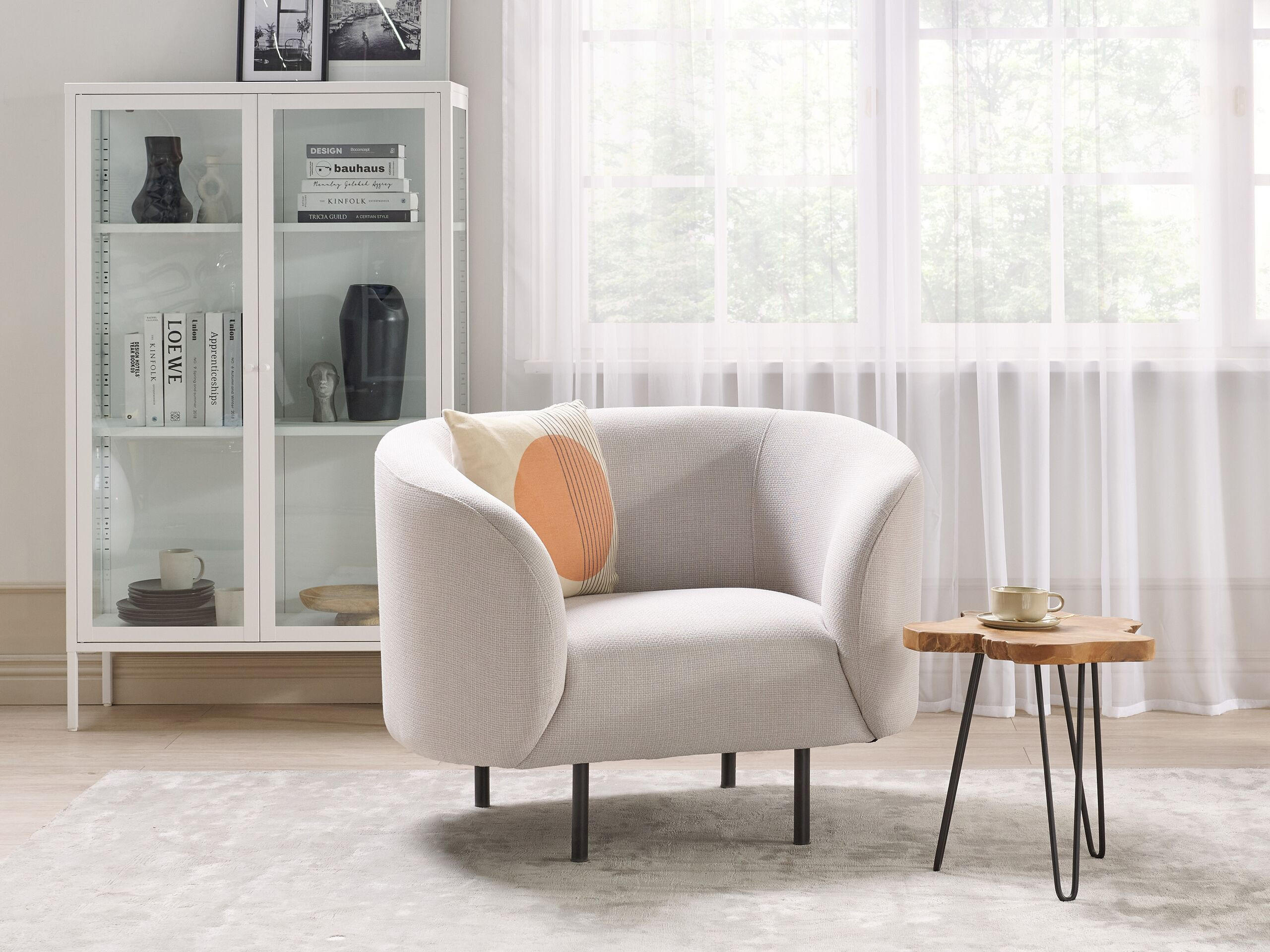 SESSEL Polsterbezug beige/schwarz Loen - Beige/Schwarz, Textil (105/79/70cm) - Beliani
