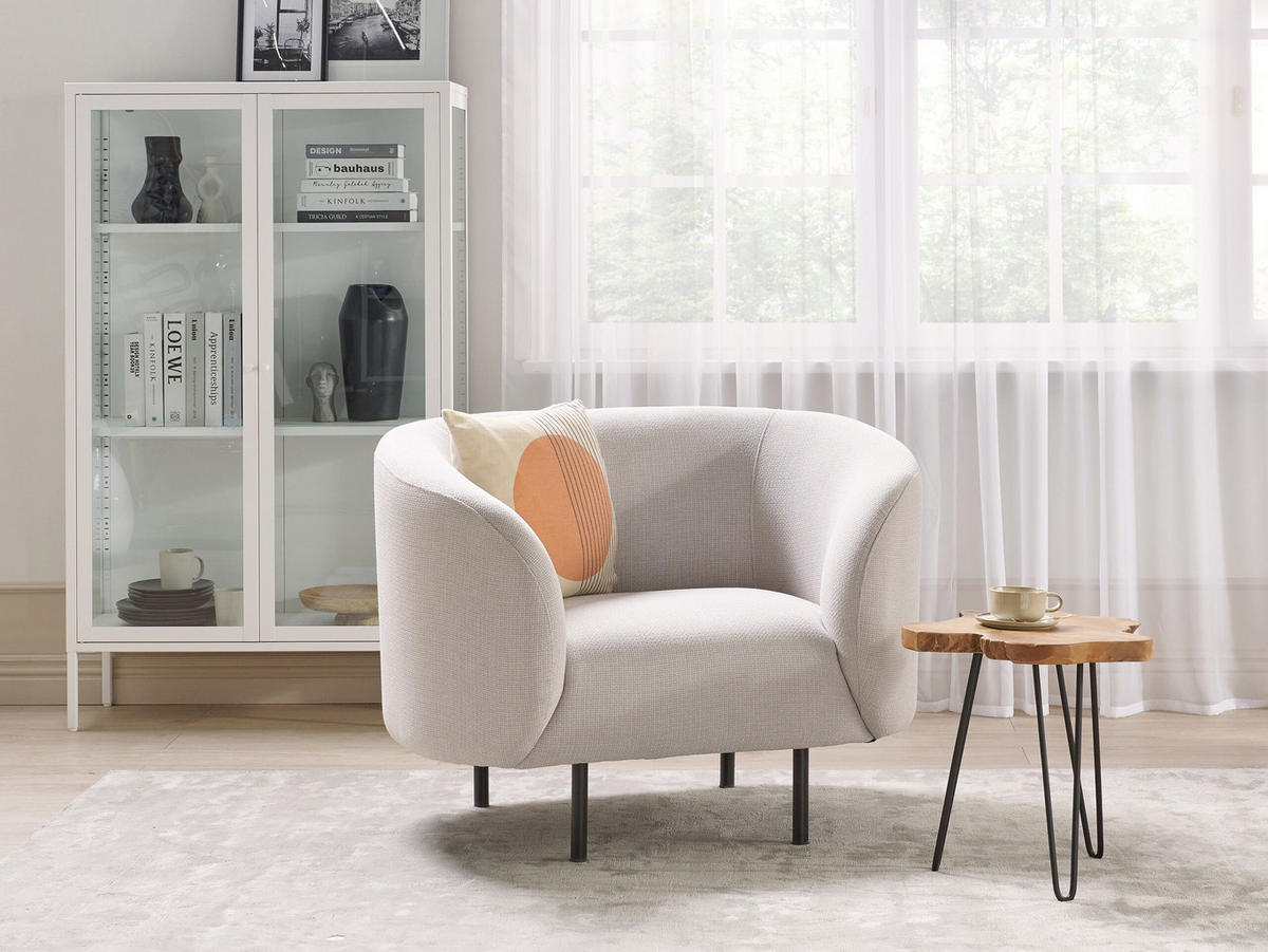 SESSEL Polsterbezug beige/schwarz Loen - Beige/Schwarz, Textil (105/79/70cm) - Beliani