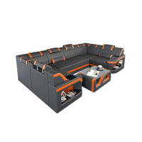 WOHNLANDSCHAFT Sofa Padua U Grau Orange Kunstleder - Grau, Textil (308/80/185cm)