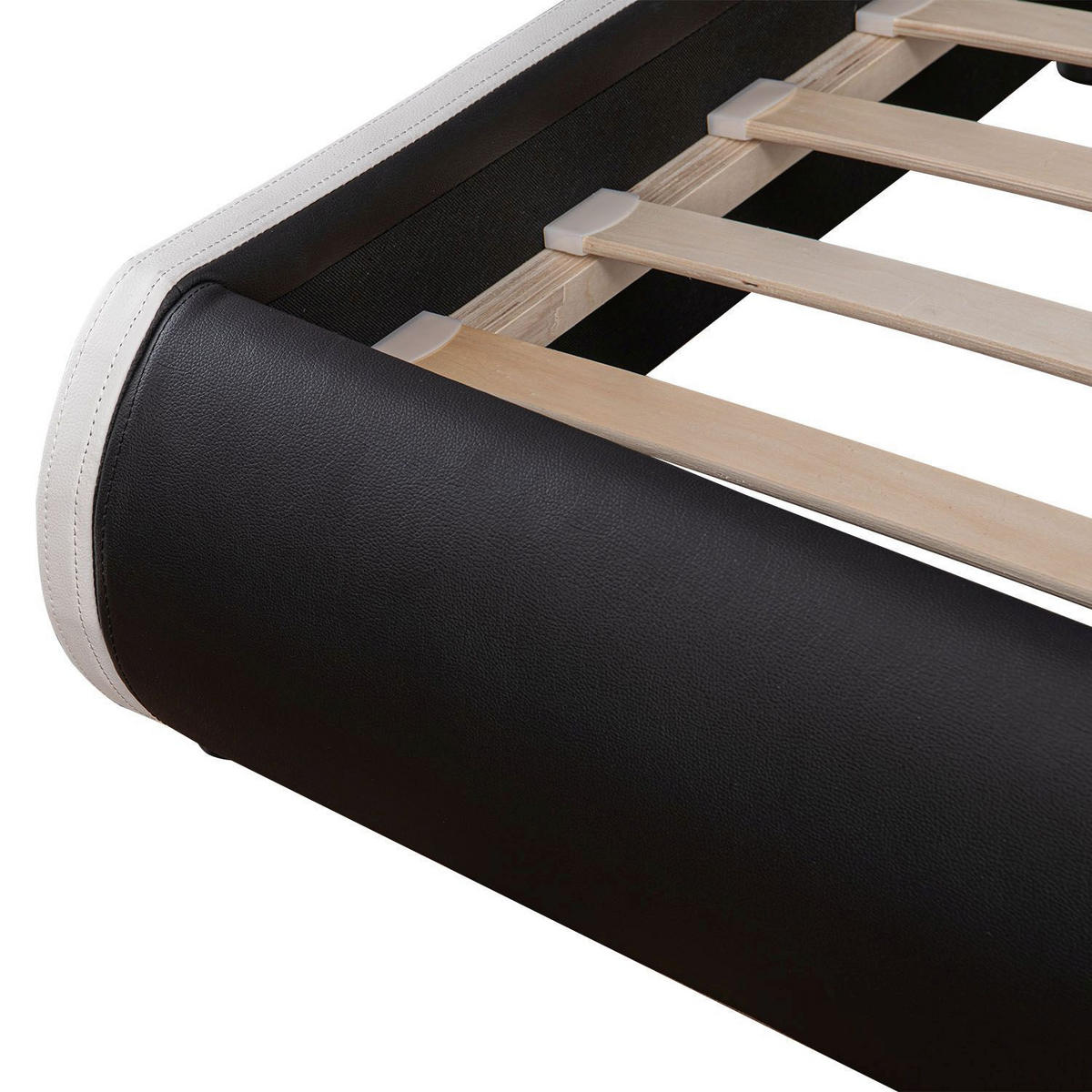 POLSTERBETT Sevilla schwarz mit Matratze 180x200cm inkl. LED - Schwarz, Textil (180/200cm) - Juskys