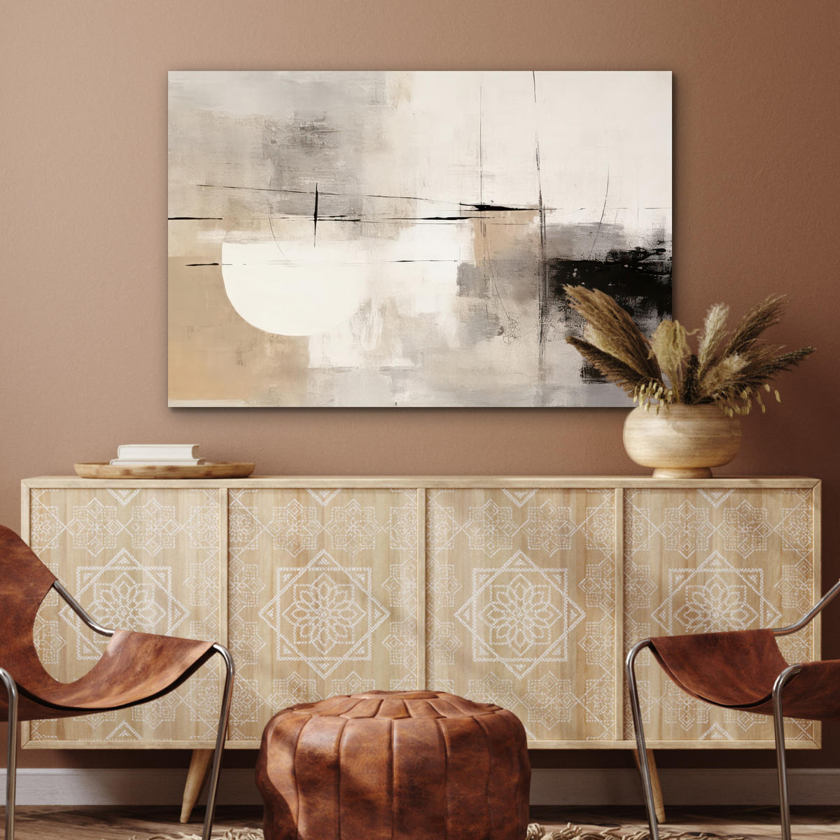 METALLBILD Abstrakt - Kunst - Grau 120x80 cm - Hellgrau, Metall (120/80cm) - MuchoWow