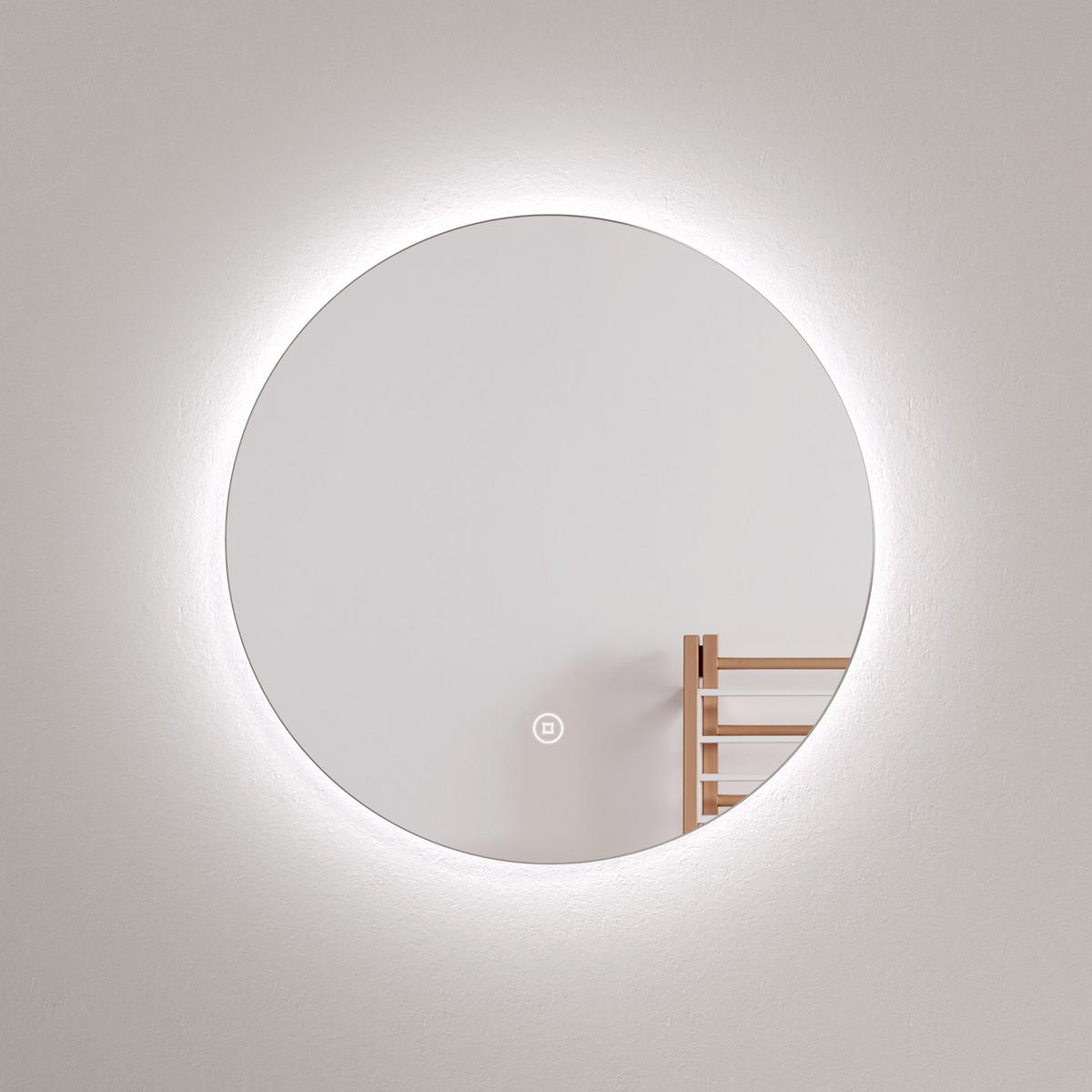 BADSPIEGEL rund mit Beleuchtung rahmenlos Ø50 cm - Weiß, Glas (50/3/50cm) - EMKE