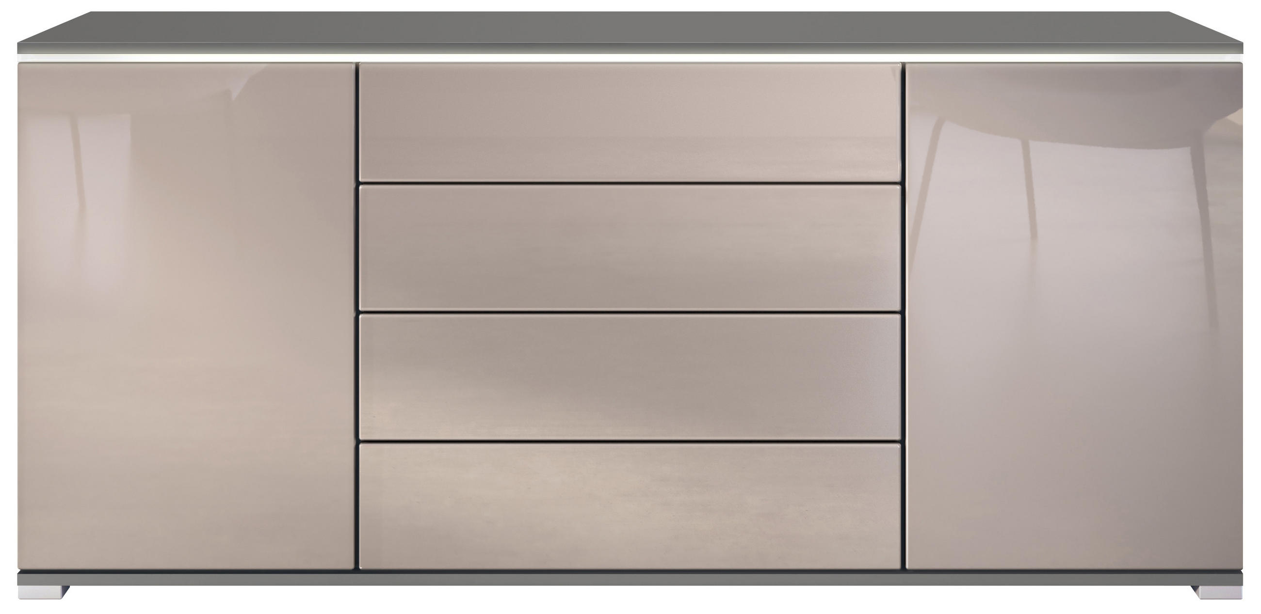 SIDEBOARD Faro Sandgrau Hochglanz - Sandfarben, Holzwerkstoff (166.5/75.5/35cm) - Vladon