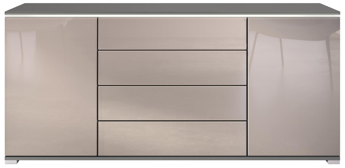 SIDEBOARD Faro Sandgrau Hochglanz - Sandfarben, Holzwerkstoff (166.5/75.5/35cm) - Vladon