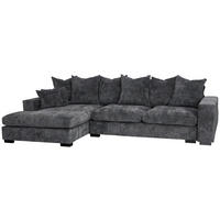 ECKSOFA Dahlia mit Schlaffunktion und Bettkasten in L-Form Links - Anthrazit Chenille 285/92/155 cm - Anthrazit/Schwarz, Kunststoff/Textil (285/155cm) - WFL GROUP