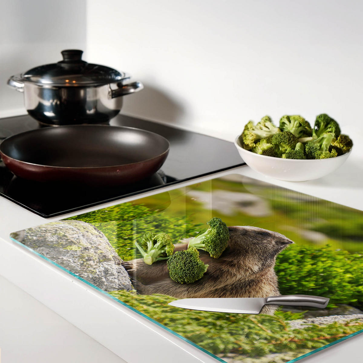 GLASPLATTE 60x52 cm Tatra-Murmeltier - Grün, Glas (60/0.4/52cm) - TULUP