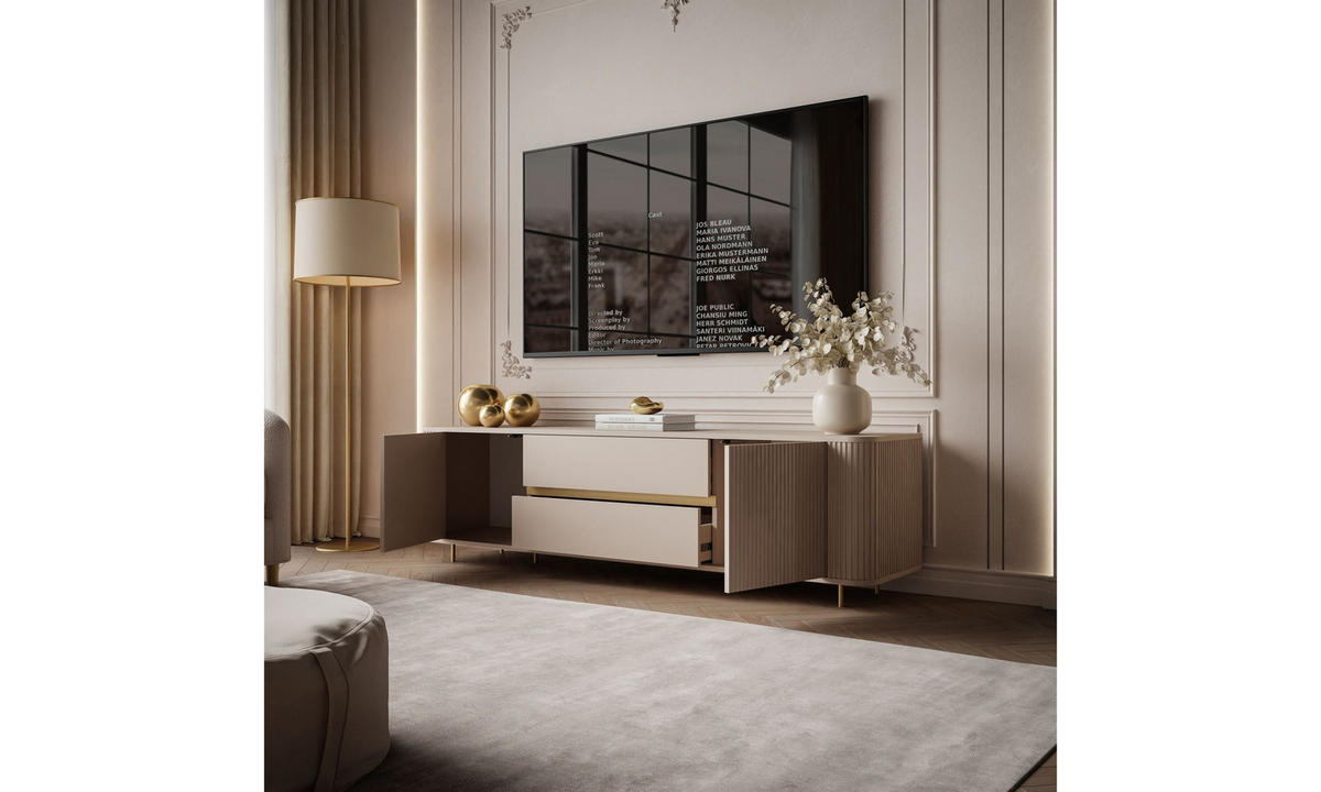 TV-SCHRANK MIRAGE GOLD 180/40/52 cm Sandbeige - Sandfarben/Goldfarben, Holzwerkstoff (180/52/40cm) - Lookway