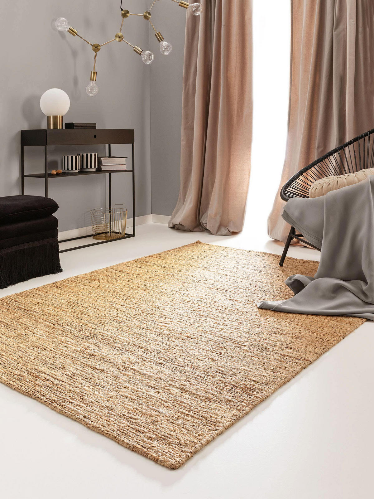 JUTETEPPICH Cosmo Hellbraun 160x230 cm - Hellbraun, Textil (160/230cm) - benuta Pure