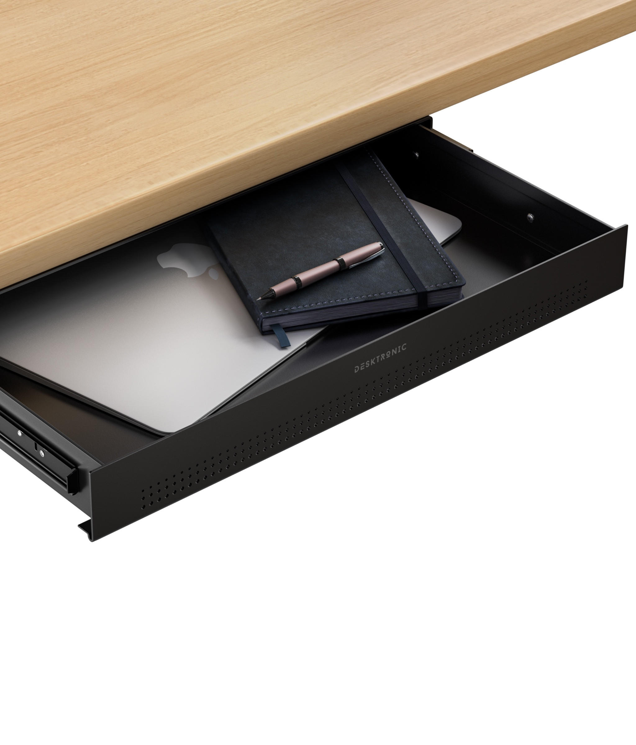 SCHUBLADEN-ORGANIZER unter dem Schreibtisch, 41x27x5cm Schwarz - Schwarz, Metall (41/27/5cm) - Desktronic