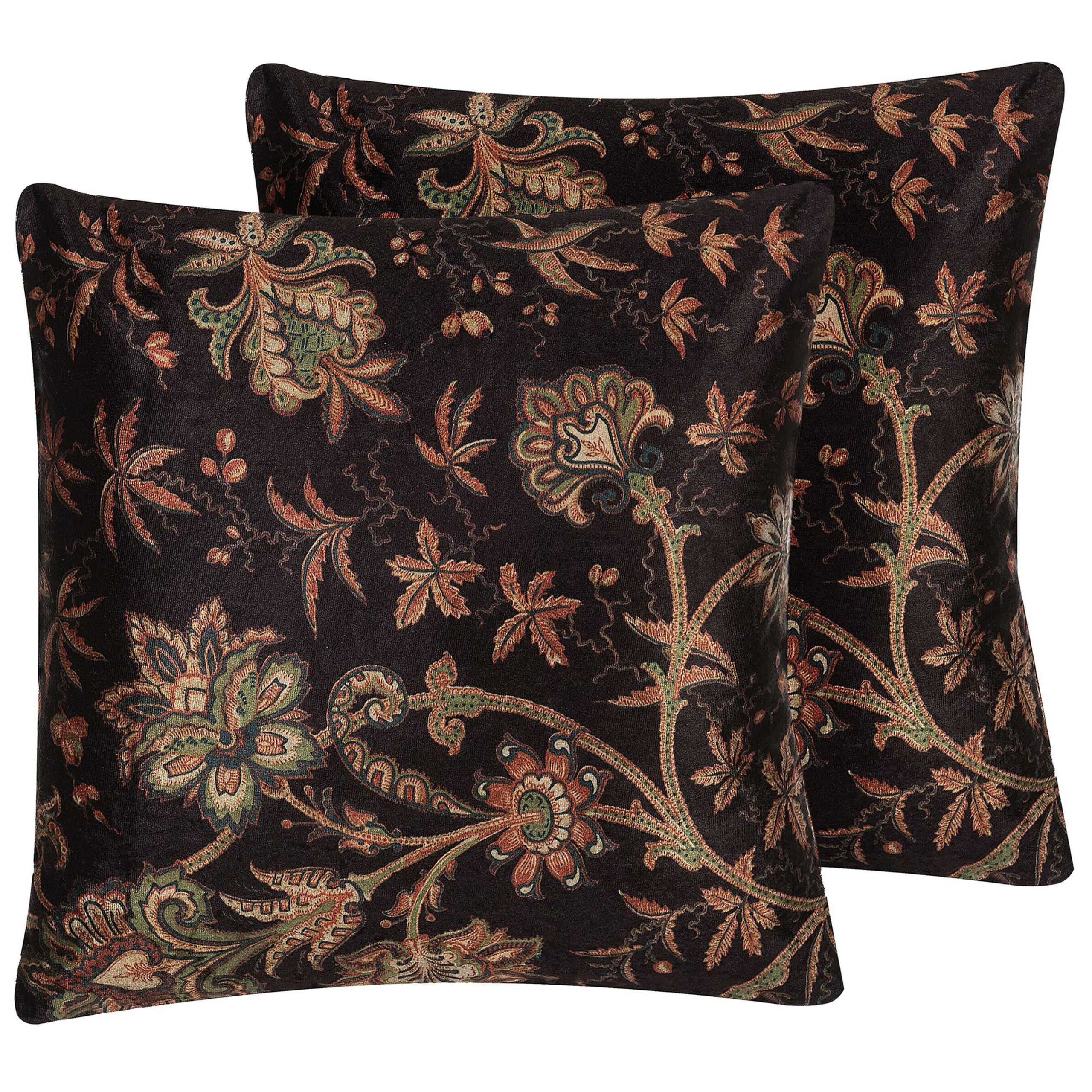 DEKOKISSEN 2er-Set Dunkelbraun 45/45 cm Karur - Dunkelbraun, Naturmaterialen/Textil (45/45cm) - Beliani
