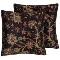DEKOKISSEN 2er-Set Dunkelbraun 45/45 cm Karur - Dunkelbraun, Naturmaterialen/Textil (45/45cm) - Beliani