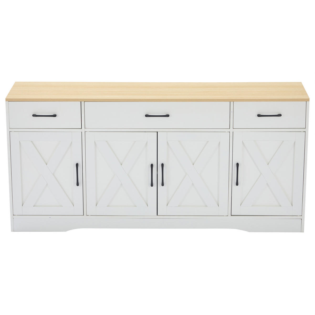 KOMODA od MDF-a 160x37x75 cm bijela s 3 ladice, 4 vrata i uskim dizajnom za odlaganje - bijela, drvni materijal (160/75/37cm) - Modfu