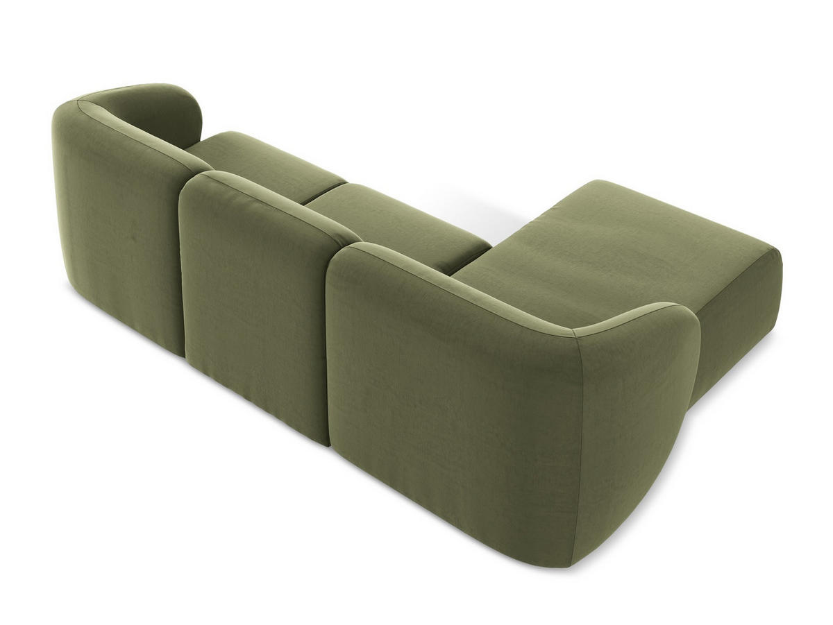ECKSOFA Links Samt Stoff Grün - Schwarz/Olivgrün, Holzwerkstoff/Kunststoff (248/166cm) - Makamii