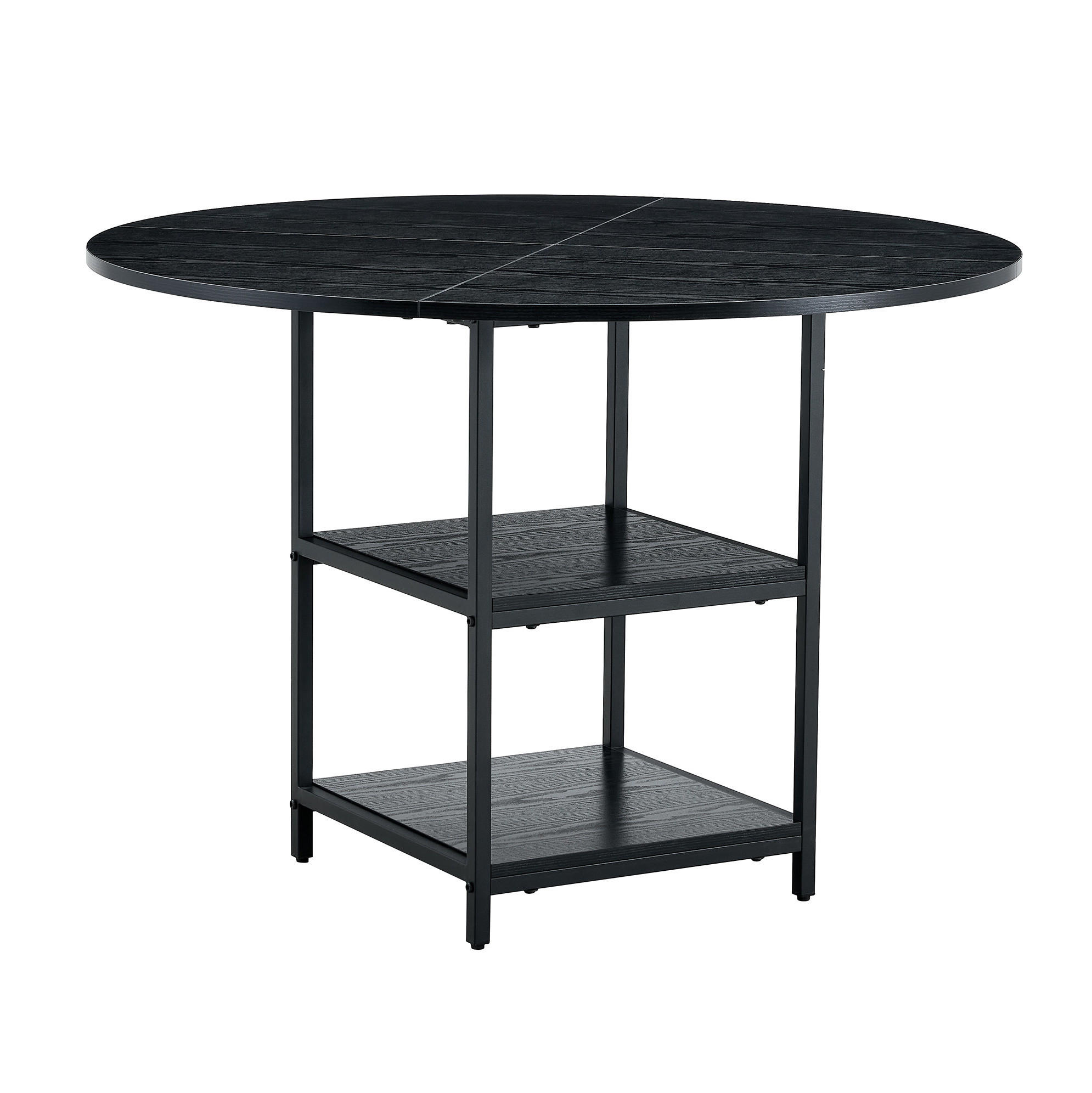 ESSTISCH 107/75 cm Schwarz aus MDF und Metall mit doppelter Ablage - Schwarz, Holzwerkstoff (107/107/75cm) - OKMYHOME