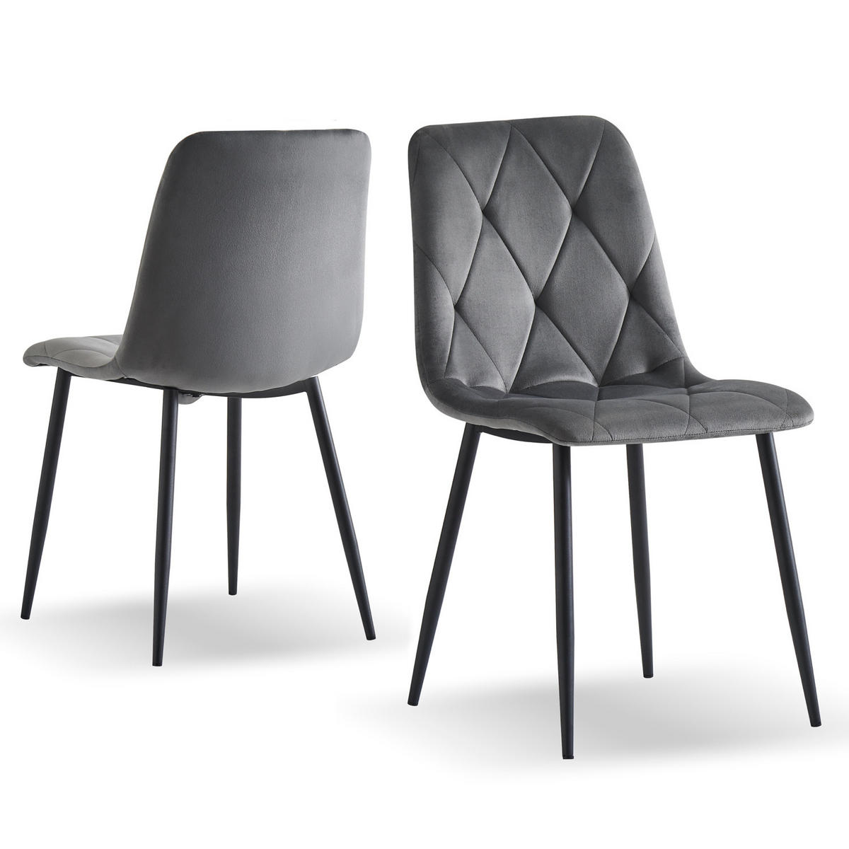 STUHL VICKA Grau 2 Stück - Grau, Textil/Metall (44/85/55cm) - B&D Home