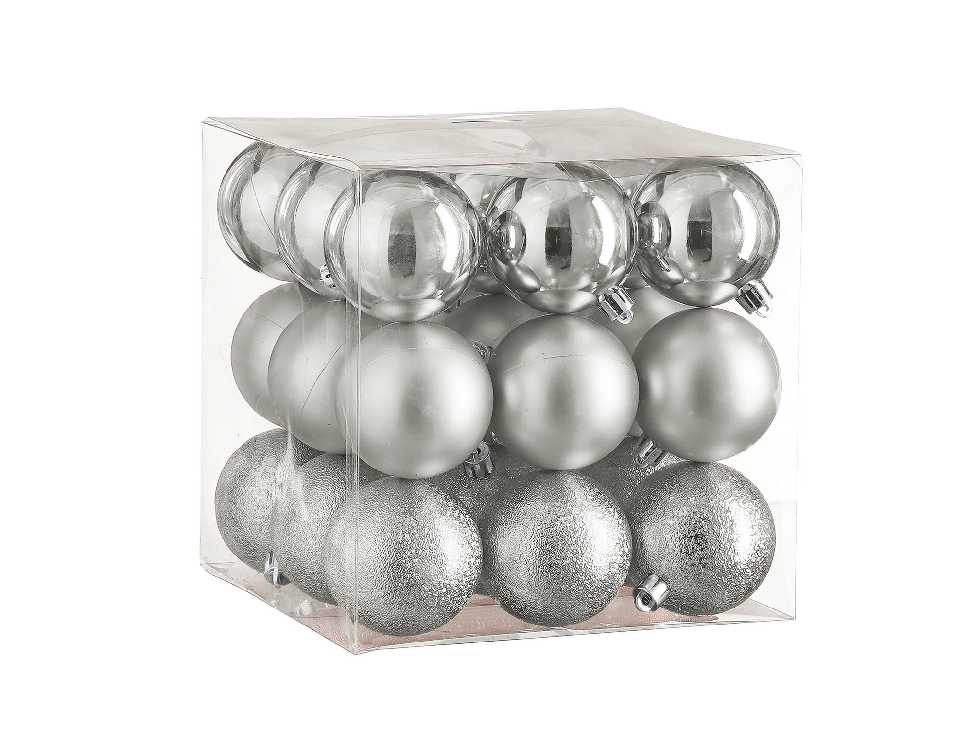 LAALU CHRISTBAUMKUGEL-SET 27 Stück Ornamente: rund silber mix 6 cm - Silberfarben, Kunststoff (35/35/35cm) - LAALU