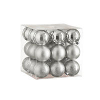 LAALU CHRISTBAUMKUGEL-SET 27 Stück Ornamente: rund silber mix 6 cm - Silberfarben, Kunststoff (35/35/35cm) - LAALU