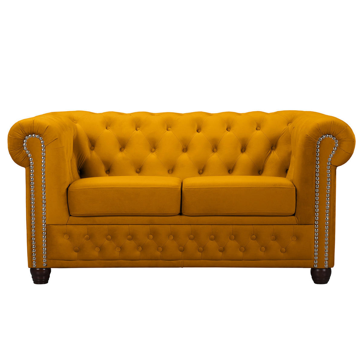 2-SITZER SOFA - Gelb/Buchefarben, Buchenholz/Textil (148/72/86cm) - home24