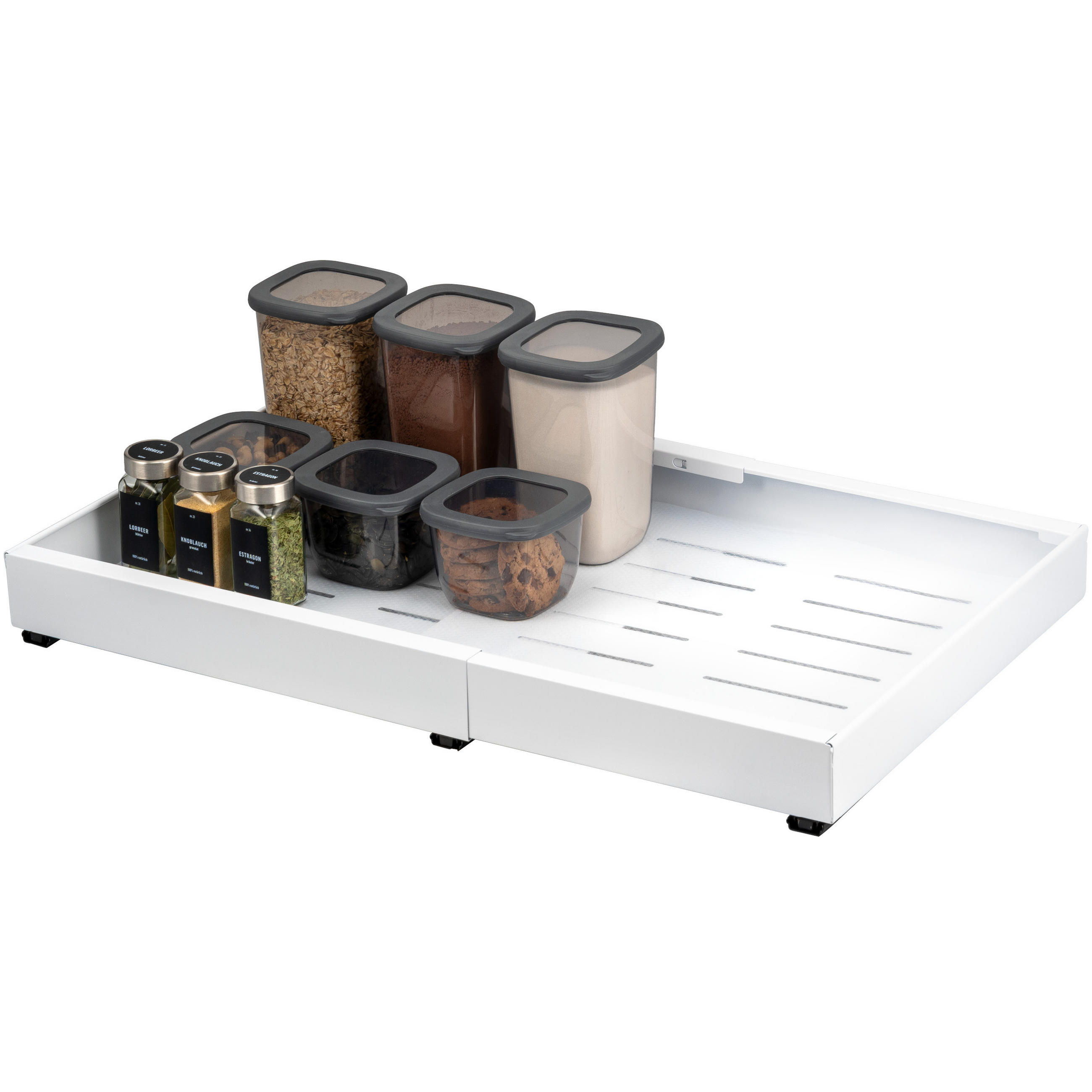 TELESKOPSCHUBLADE, ausziehbar, Metall, weiß - Weiß, Metall (67/6/42cm) - bremermann