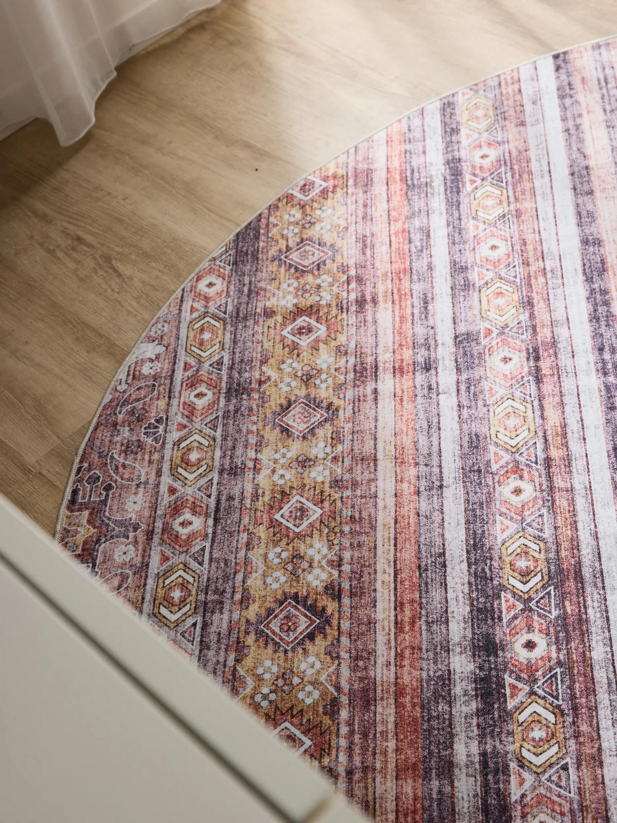 VINTAGE-TEPPICH George waschbar ø 120 cm rund - Pink/Multicolor, Kunststoff (120/120cm) - benuta