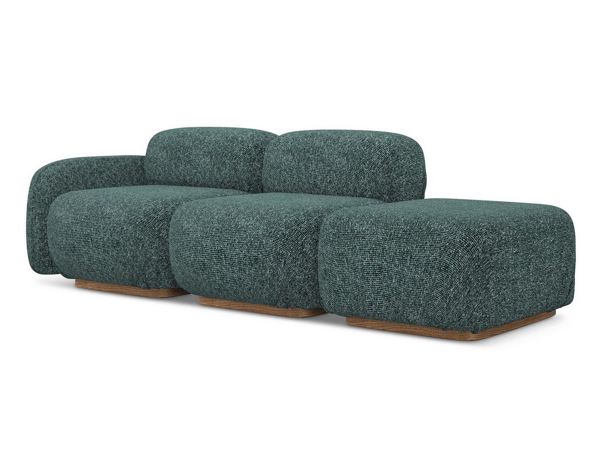 3-SITZER SOFA Rechts Strukturstoff Stoff Blau - Blau/Blaugrau, Holz/Textil (258/73/95cm) - Makamii