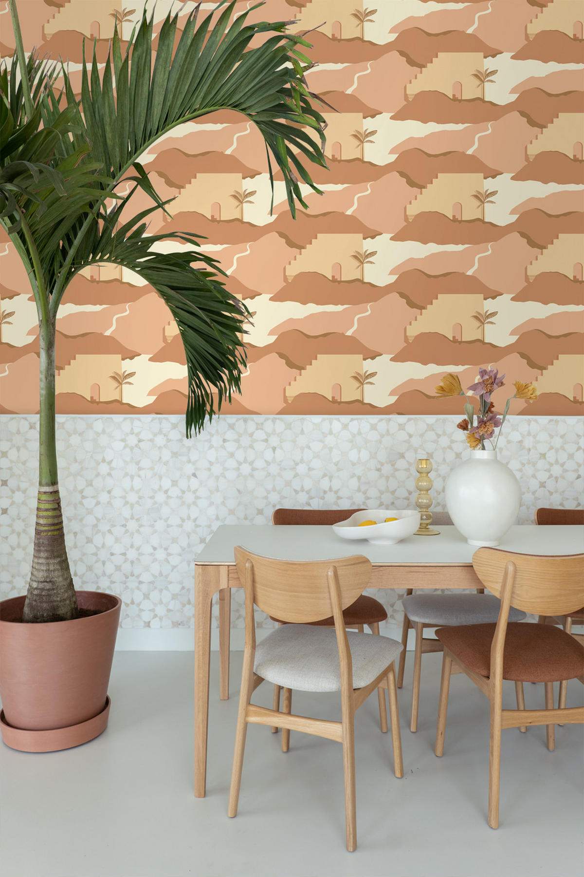 TAPETE Mediterrane Häuser 50 x 900 cm - Terracotta, Papier (50/900cm) - ESTAhome