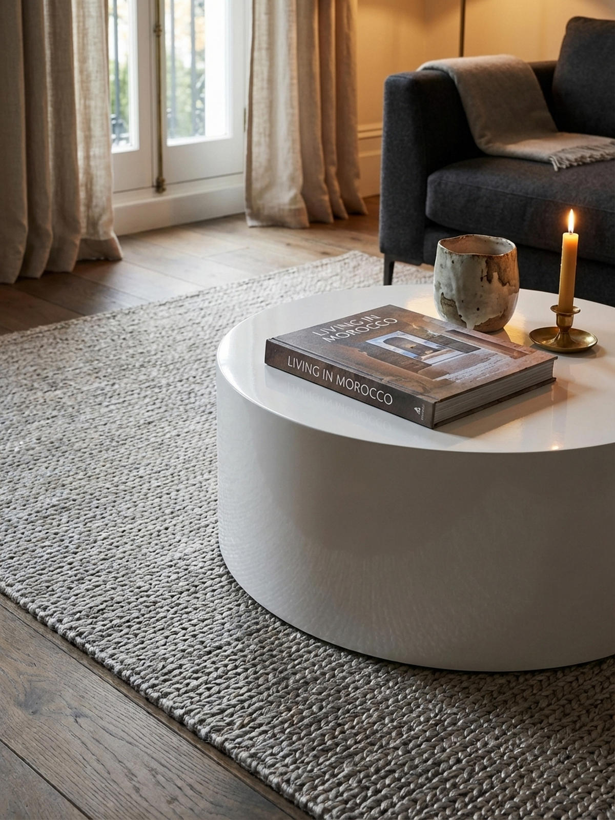 COUCHTISCH rund in Weiß Hochglanz, 60x60x30 cm, Modernes Design - Weiß, Holzwerkstoff (60/60/30cm) - KADIMA DESIGN