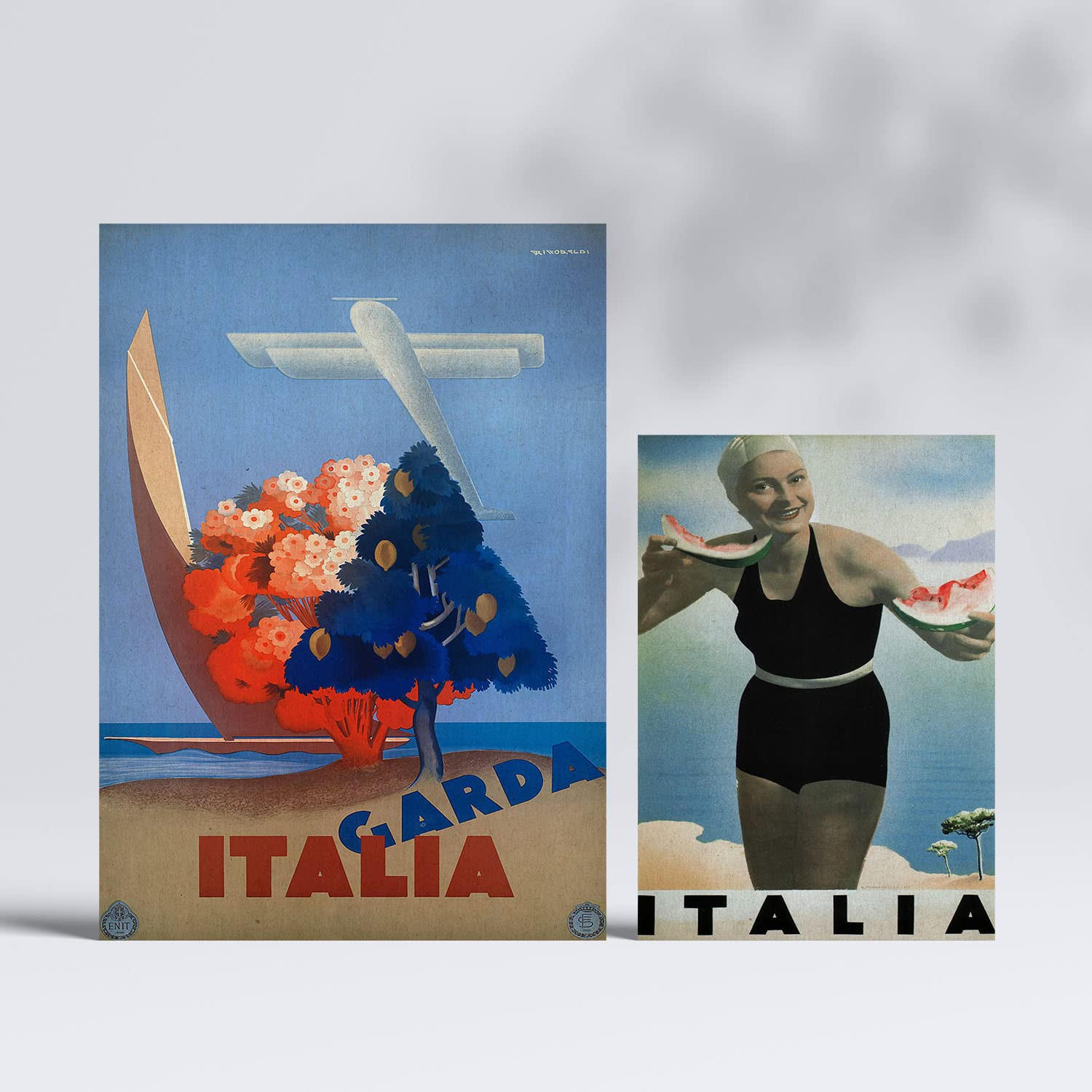 POSTER Set Mit 6 Mittelmeerländer Vintage Tourismus Werbetafeln A3 & A4 Rahmenlos - Klar, Papier (29/3cm) - Nacnic