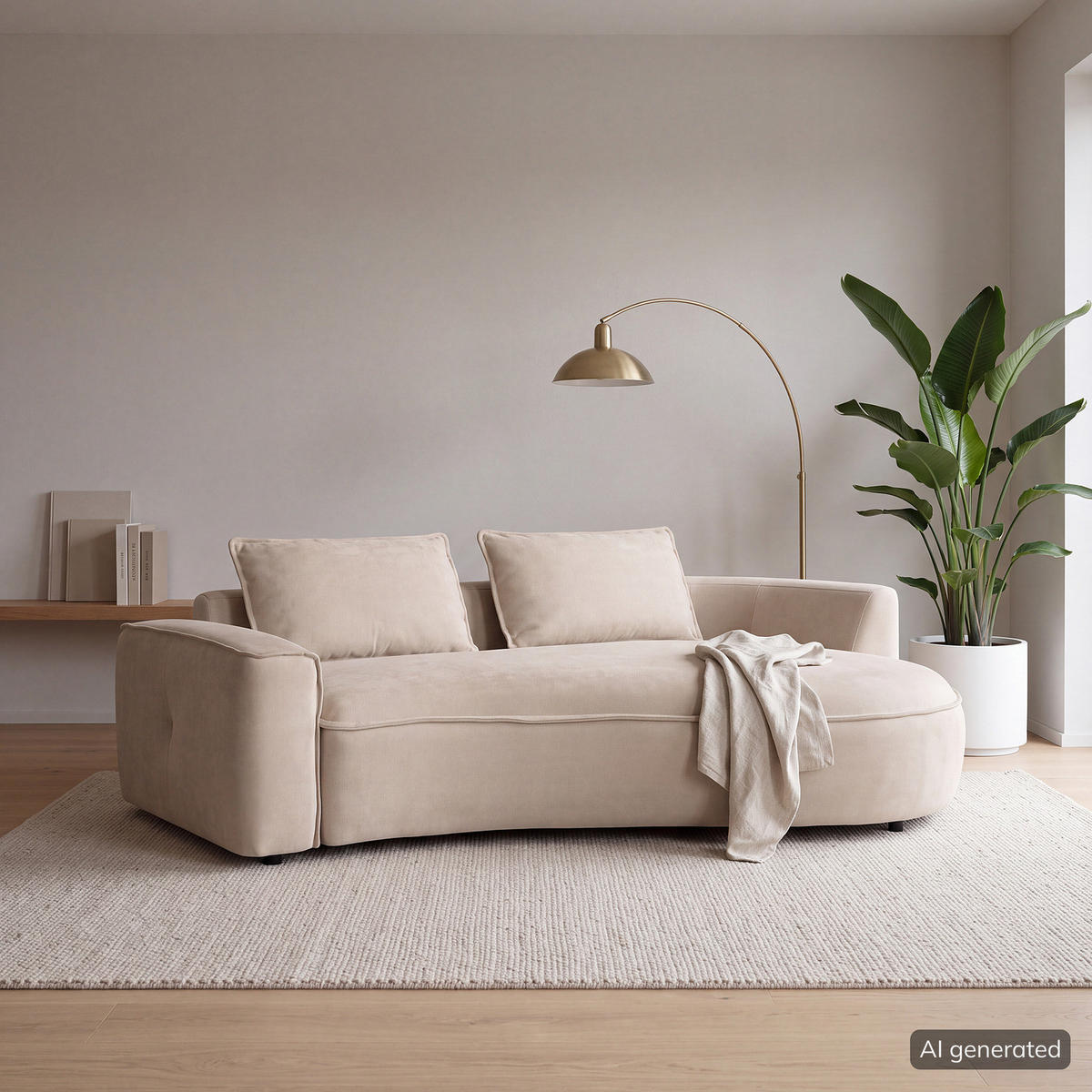 2,5-SITZER SOFA - Beige/Schwarz, Kunststoff/Textil (217/82/146cm) - home24