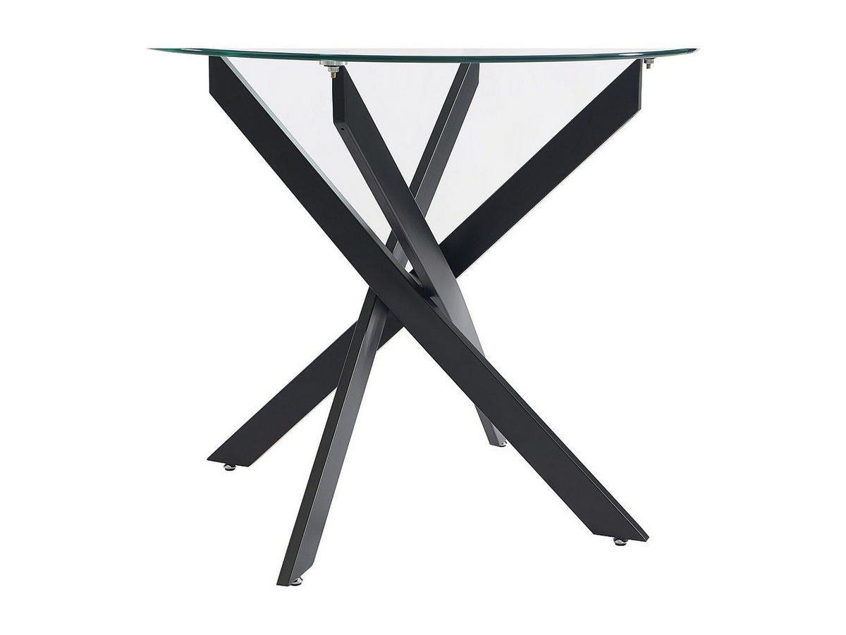 ESSTISCH rund für 2 Personen - Sicherheitsglas & schwarzes Metall - Transparent - COSIMA - Transparent, Glas (90/90/77cm) - Vente-Unique