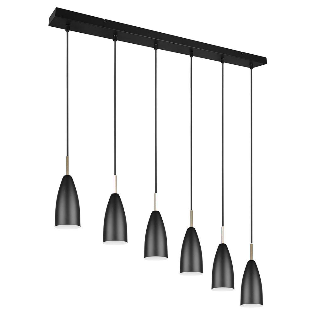 HÄNGELEUCHTE schwarz matt 6-flammig höhenverstellbar - Schwarz, Metall (90/9/150cm)