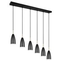 HÄNGELEUCHTE schwarz matt 6-flammig höhenverstellbar - Schwarz, Metall (90/9/150cm)