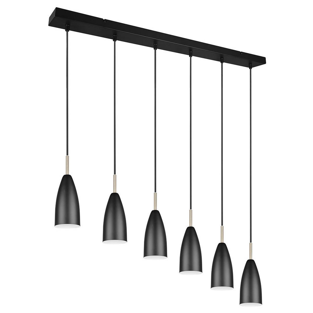 HÄNGELEUCHTE schwarz matt 6-flammig höhenverstellbar - Schwarz, Metall (90/9/150cm)