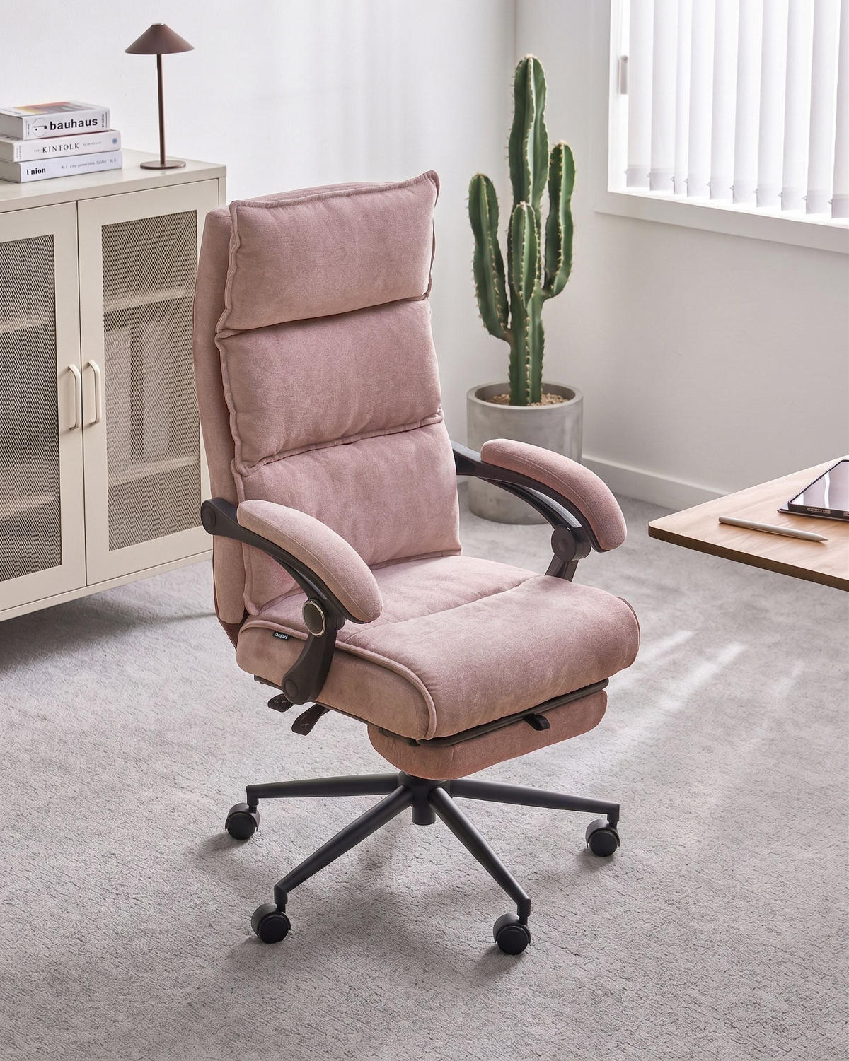 CHEFSESSEL Chenillegewebe Pastellrosa Eaton - Pink, Textil (50/114/66cm) - Beliani
