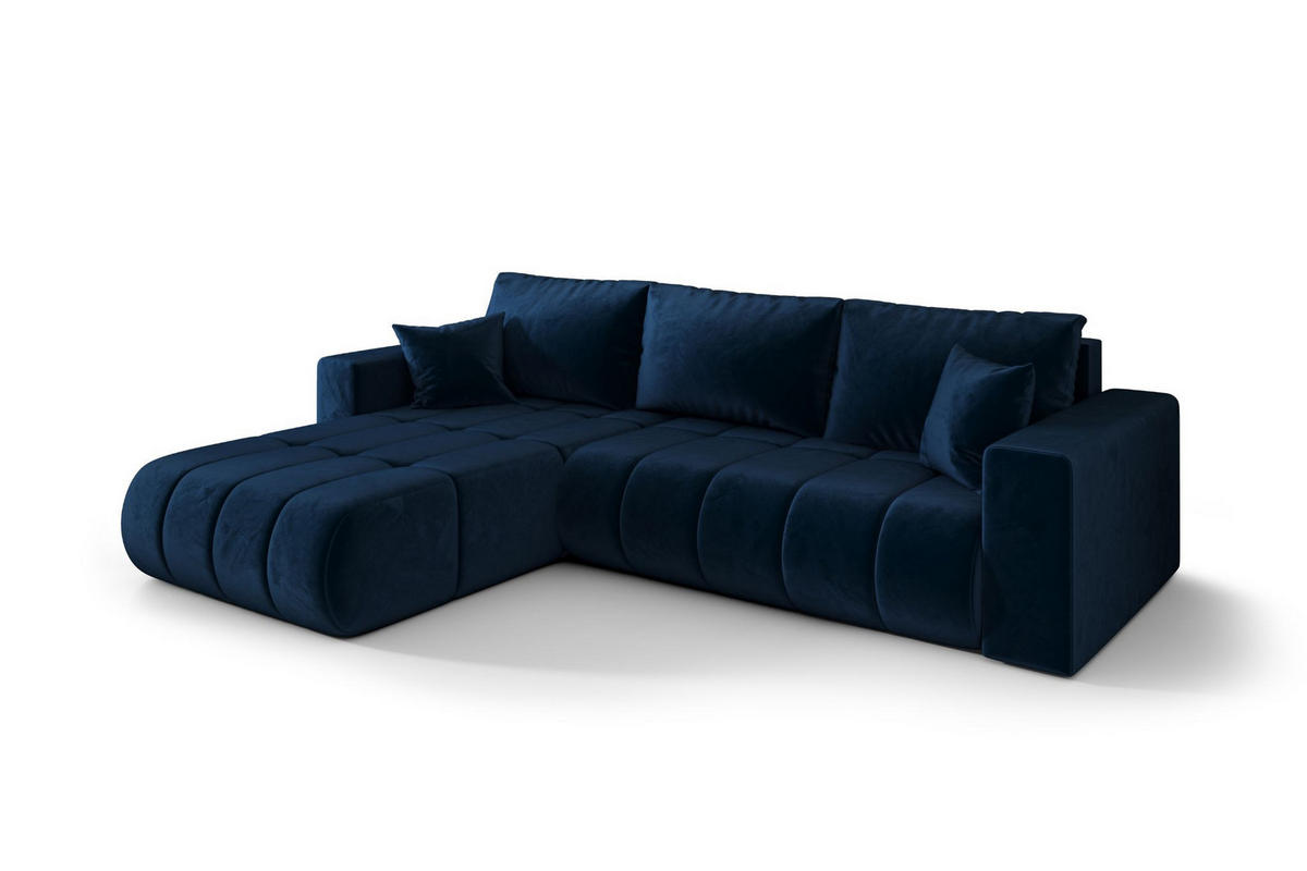 ECKSOFA mit schlaffunktion und bettkasten MILO PREMIUM, stoff MONOLITH, Dunkelblau, Links - Dunkelblau, Holz (280/190cm) - Kaiser Möbel