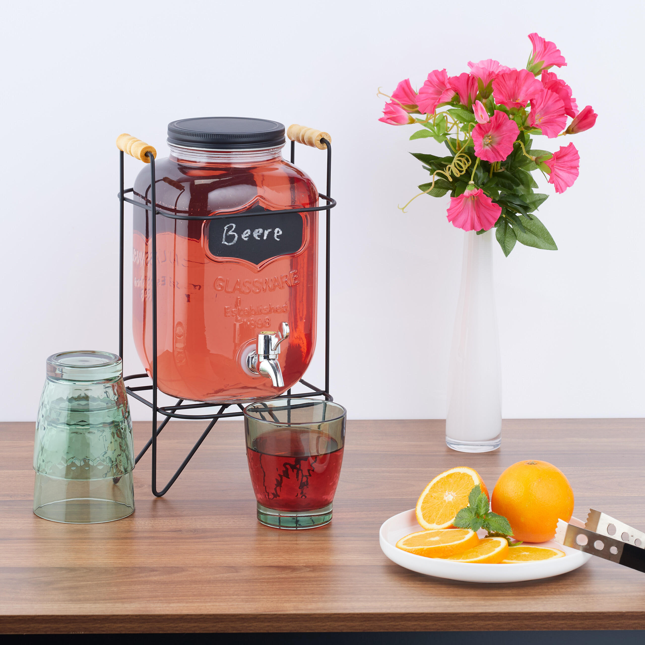 GETRÄNKESPENDER - Transparent, Glas/Kunststoff (4L) - Relaxdays