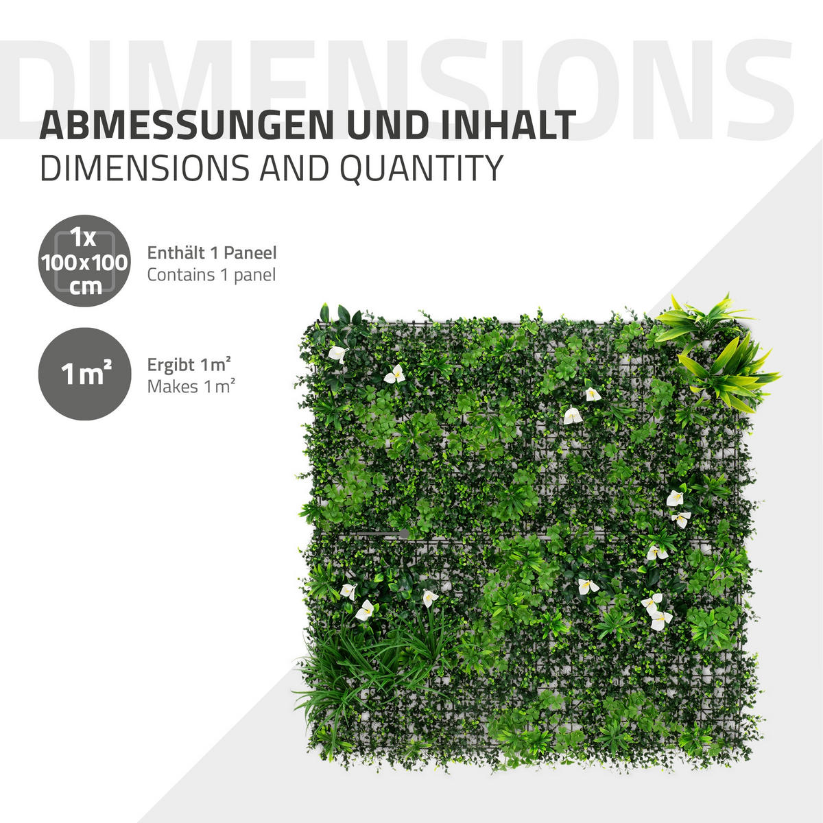 UMĚLÉ ROSTLINY NÁSTĚNNÝ PANEL 100x100 cm Zelený z plastu - zelená barva, plast (100/100/9cm) - ECD-Germany