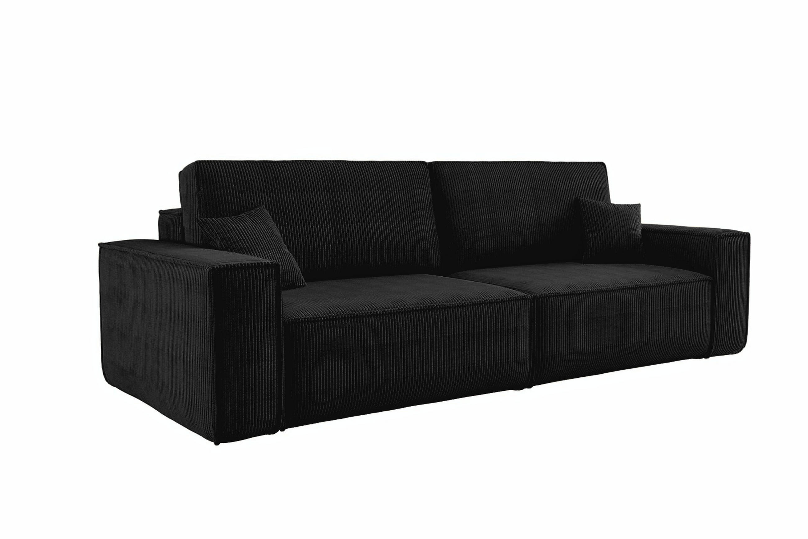 SCHLAFSOFA mit Schlaffunktion Hugo, Schwarz Cordstoff - Schwarz, Textil (244/83/98cm) - VENASI MÖBEL
