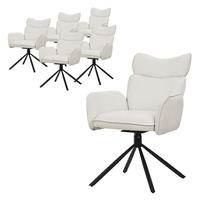 JÍDELNÍ ŽIDLE Sada 6 ks otočné béžové s látkovým potahem - černá/béžová, kov/textil (63/89/68cm) - ML-DESIGN