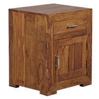 NACHTTISCH Massivholz Schublade Tür Landhausstil, Braun 50x40x60 cm - Braun, Holz/Metall (50/60/40cm) - KADIMA DESIGN