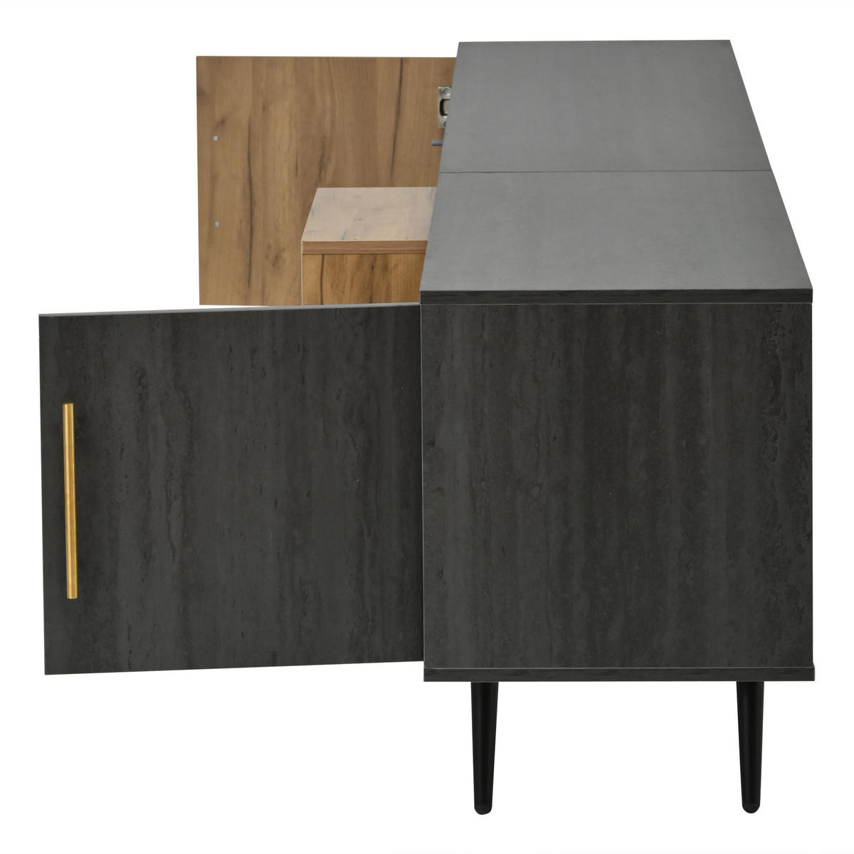 TV-SCHRANK in Grau/Braun mit 3 Türen und Kabeldurchführungen 200/40/55.5 cm - Grau, Holzwerkstoff (200/55.5/40cm) - Redom
