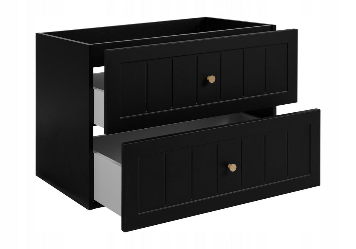 WASCHBECKUNTERSCHRANK GUSTO 160cm mit Arbeitsplatte Farbe: Eiche Craft Matt Schwarz - Eichefarben/Schwarz, Holzwerkstoff (160/58/46cm) - Rodan