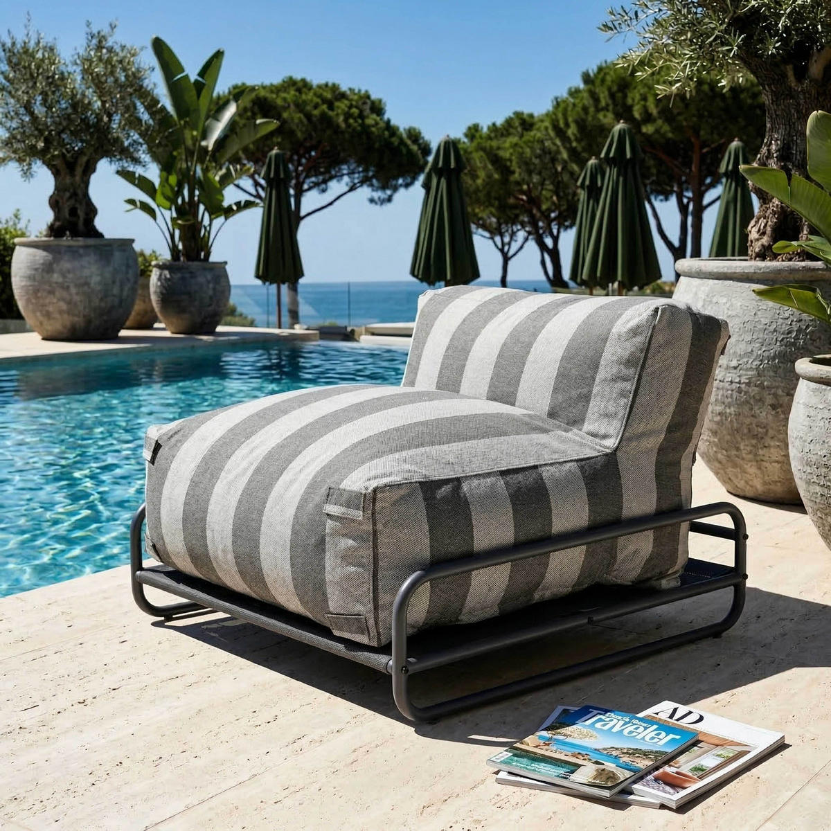 LOUNGESESSEL, Grau - Grau, Textil (97/77/97cm) - Oviala