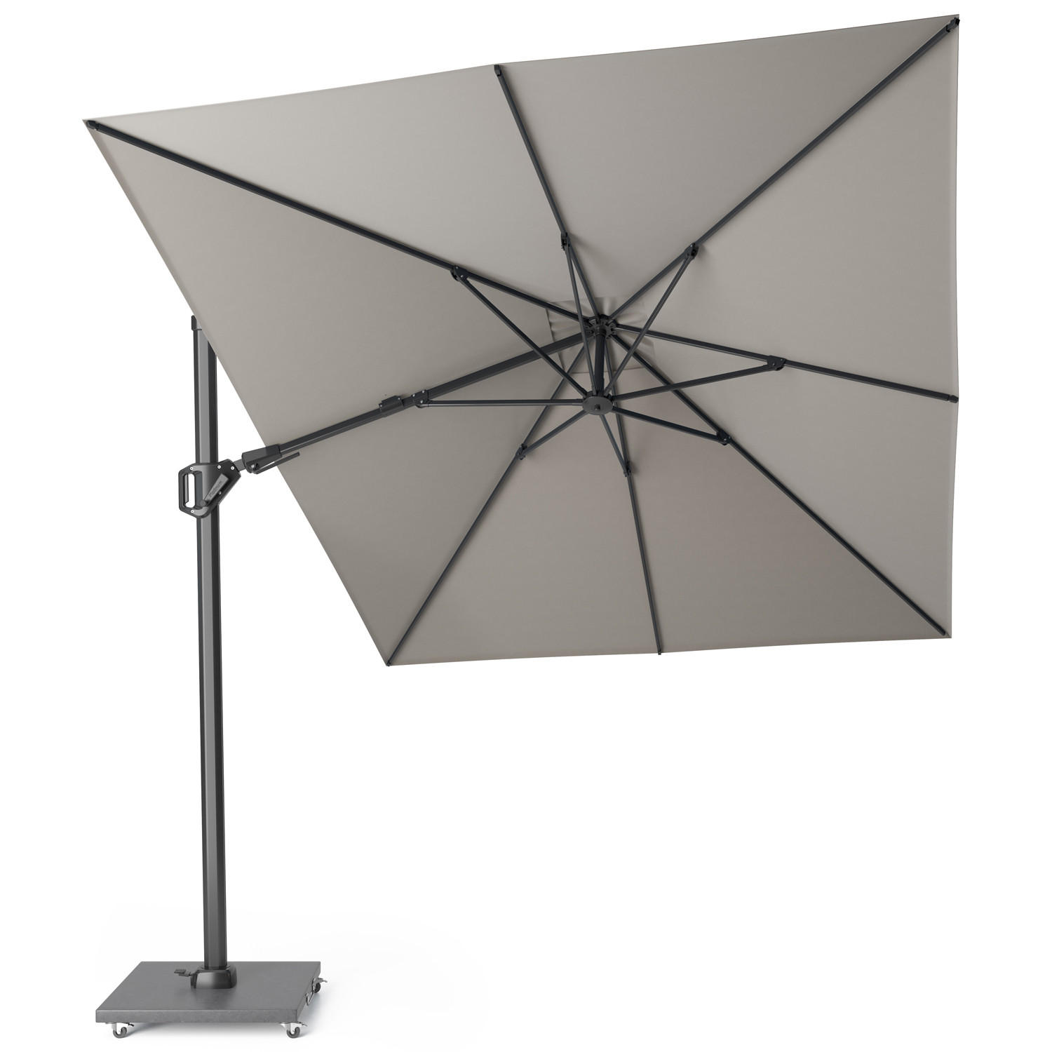 AMPELSCHIRM rechteckig 3.5 x 2.6 m Challenger T² Premium 360° kippbar grau/anthrazit - Grau, Metall (260/350cm) - Platinum