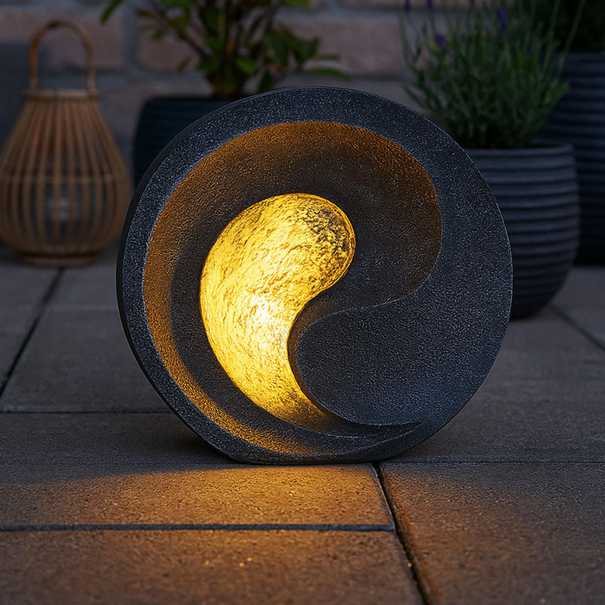 LED AUSSENLEUCHTE Skulptur Grau 2er Set - Grau, Kunststoff (29.5/11/29cm) - Globo Lighting