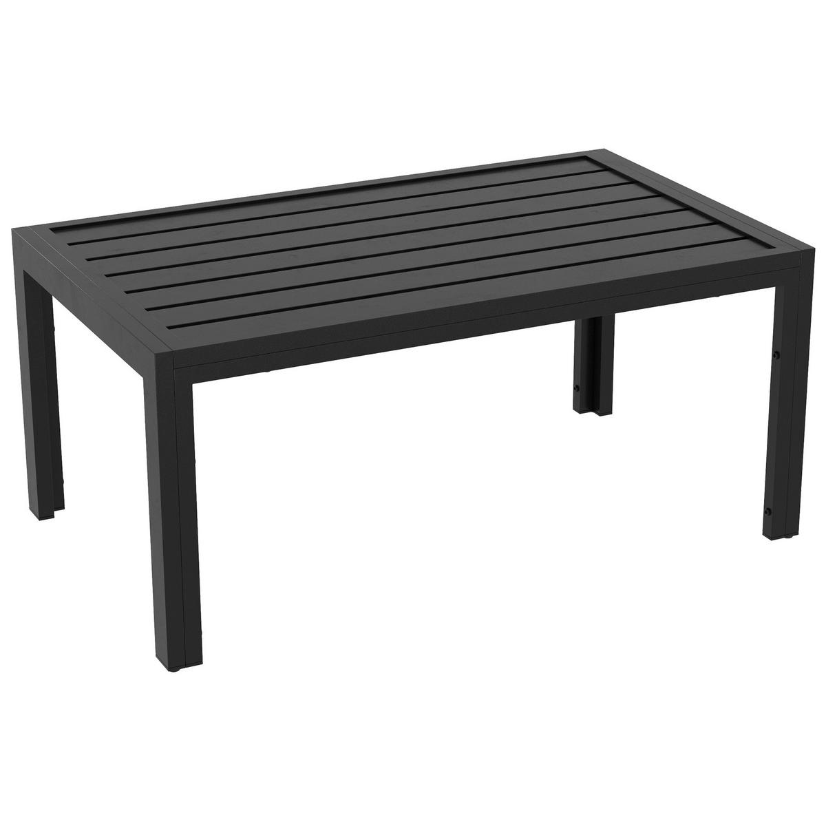 GARTENBEISTELLTISCH DE-14116 rechteckig mit Lattenrost 101x61 cm Schwarz - Schwarz, Metall (101.5/61/46cm) - ComfortXL