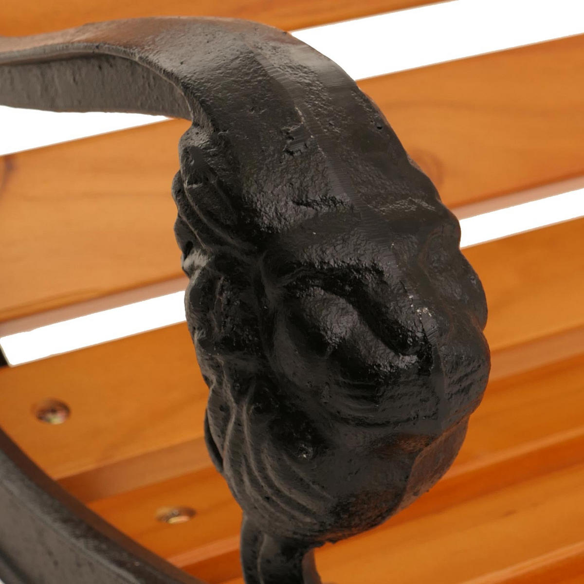 GARTENBANK Schwarz, Teak Dekor - Schwarz/Teakfarben, Holz (164/78/35cm) - MCW